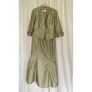 J.R. Nites Petites Green Formal Gown & Jacket Set Size 14P Mother of the Bride